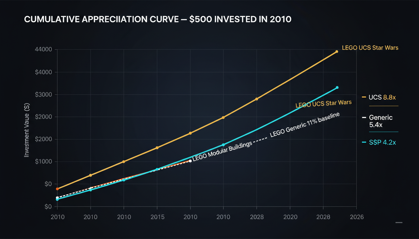 Cumulative appreciation curve — $500 invested in 2010